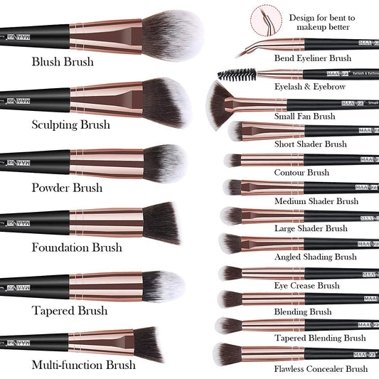 Makeup Brushes, 18 Pcs Professional Premium Synthetic Makeup Brush Set with Case, Foundation Kabuki Eye Travel Make up Brushes Sets (Black Gold)